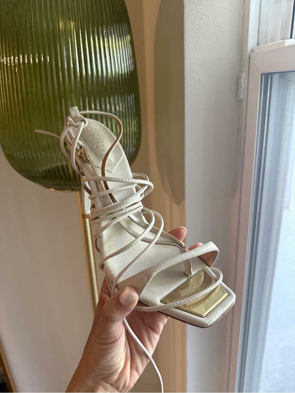 SCHUTZ Vikki Strappy Lace-Up Heels - White